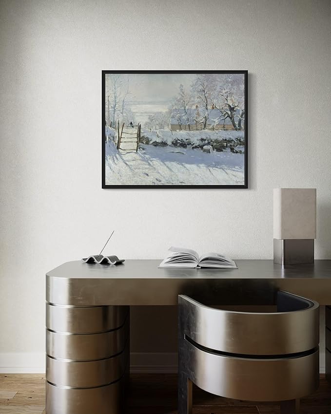 The Magpie Claude Monet Wall Art Print Poster, Impressionist Painting Wall Art Wall Decor, for Bedroom and Living room Bathroom Decor 115 (The Magpie, 16 x 20 inches, Black Frame)