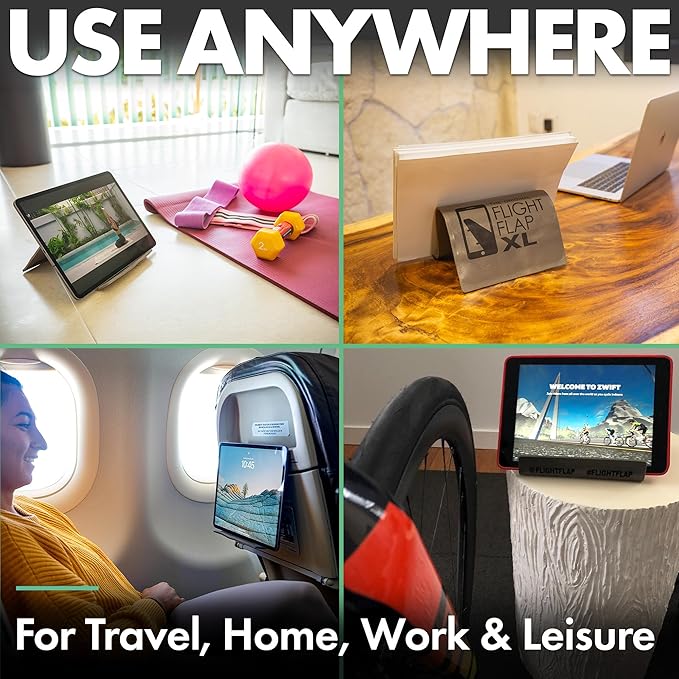 Airplane Tablet Holder, Flexible Cell Phone and Tablet Holder Extra Large 12x7”, Folding Cellphone Stand for Desk, Kindle, Bed, Airplane Gadgets Long Travel Essentials (Gray)