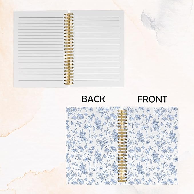 Vintage Floral Journal Notebook - Aesthetic Botanical Flower Notebooks College Ruled for Work School, Gifts for Women Coworker, Office Supplies, Hardcover Spiral Notebook 5.5"x8.3"