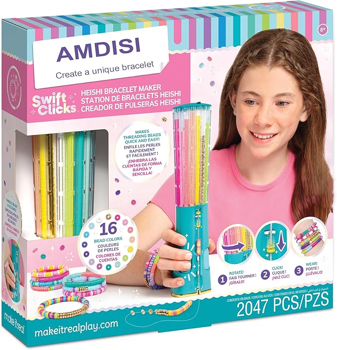 Quick-Click Bracelet Maker Kit: 2047pcs Beads & Charms, DIY Jewelry Making Kit with 23 Colors, Easy Click Threading Bead Carousel, Friendship Bracelet Kit for Kids & Teens, Craft Gift for Girls