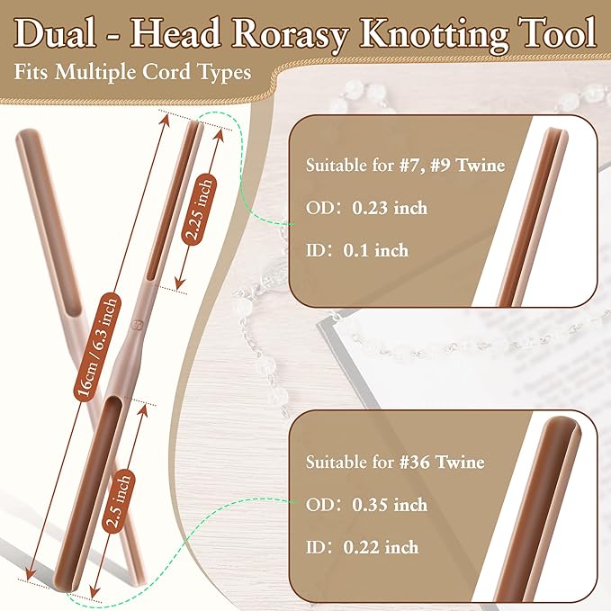 2 Pack Large Rosary Cord Knotting Tool, #7#9 and #36 Dual Head Rosary Making Supplies, Twine Knotting Tool Fits Thicker Cord Sizes, Two Sided Tying Tools for Bead, Jewelry Making, Bracelet