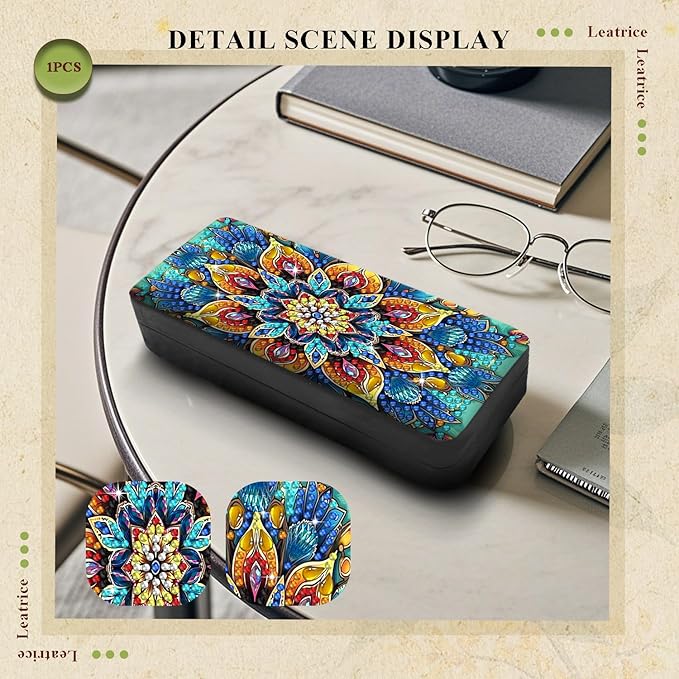 Leatrice Mandala Diamond Art Kits for Adults Small Diamond Painting Kit Gem Art Paint by Diamonds Dot Eyeglass Case Hard Shell 5d Diamond Art DIY for Beginner Women