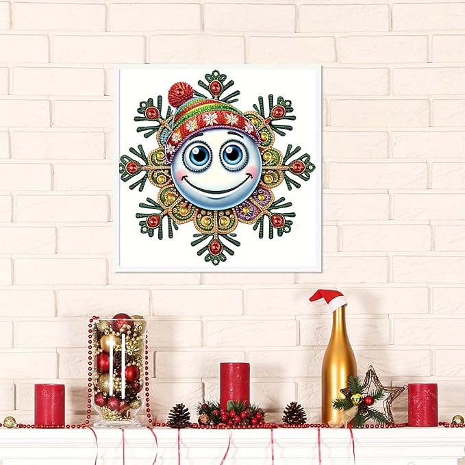 Tontut Diamond Painting Kit for Adult Beginners, Smiling Snow Globe 5D Special Diamond DIY Crystal Rhinestone Crafts for Christmas Home Wall Decoration