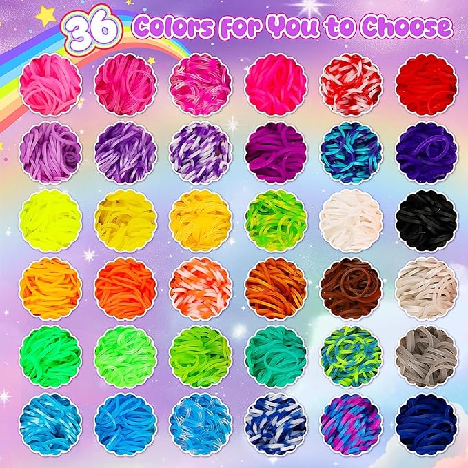 UUEMB 10000+ Rubber Band Bracelet Kit, Colorful Loom Bracelet Making Kit with Storage Box, DIY Art Craft Kit with Charms Beads for Beginners Kids Girls Boys Birthday Party Christmas Gift