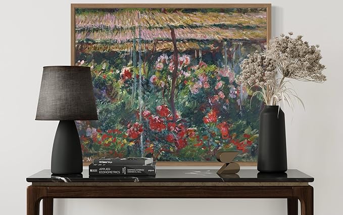 Peony Garden Claude Monet Wall Art Print Poster, Impressionist Painting Wall Art Wall Decor, for Bedroom and Living room Bathroom Decor 115 (Peony Garden, 8 x 10 inches, Wood Frame)