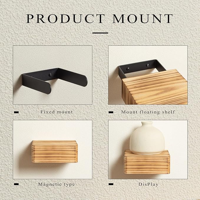 Freezing point Small Floating Shelf,Mini Wall Shelves for Kitchen Bedroom Living Room Bathroom Wall Decor Plant Display Collectibles Corner Decorative Storage Tiny Carbonize
