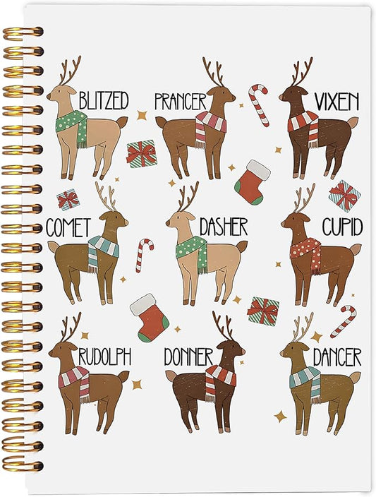 Reindeer Christmas Notebook, Christmas Journal, Christmas Office Gifts for Coworkers, Christmas Composition Notebook, Christmas Spiral Notebook 5.5x8.3 Inch