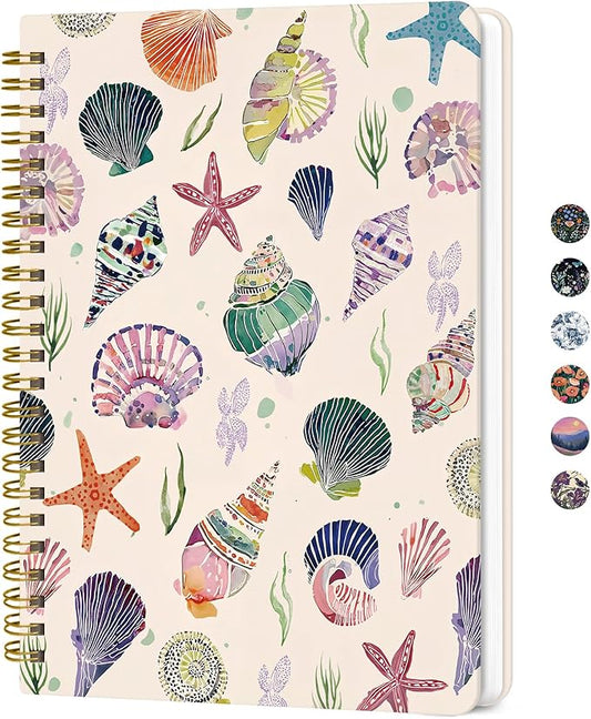 Lined Spiral Journal for Women, A5 Hardcover Cute Notebook for Work & Note Taking, Aesthetic Pretty Journal for Writing, 140 Pages, 6"x8", Whimsical Bits