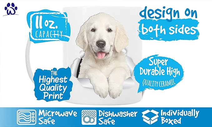 Winston & Bear Gorgeous Golden Retriever Puppy Ceramic Coffee Mug - Perfect Golden Retriever Gifts - Funny Cute Dog Lovers Mug (11oz)