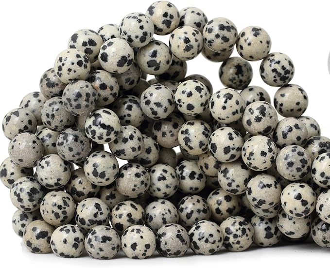 35PCS 10mm Natural Dalmatian Stone Round Loose Beads for Jewelry Making DIY Findings 1 Strand 15"
