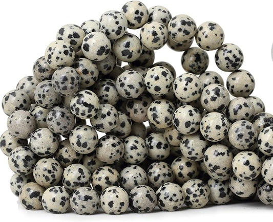 35PCS 10mm Natural Dalmatian Stone Round Loose Beads for Jewelry Making DIY Findings 1 Strand 15"