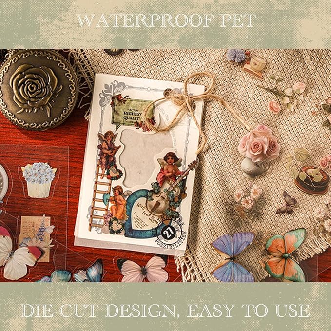 700Pcs Vintage Nature Stickers for Junk Journal Supplies, Retro Flower Butterfly Plant Mushroom Decorative Stickers for Scrapbook, DIY Crafts Album Phone Cases Laptops Notebook (Retro Collection)