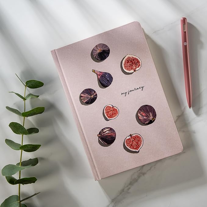 DIVERSEBEE Hardcover Lined Journal Notebook, Medium A5 (5.8 x 8.3 inches), 192 Pages, Thick Paper, Aesthetic Journals for Writing, Office School Bible Journaling Supplies (Figs)