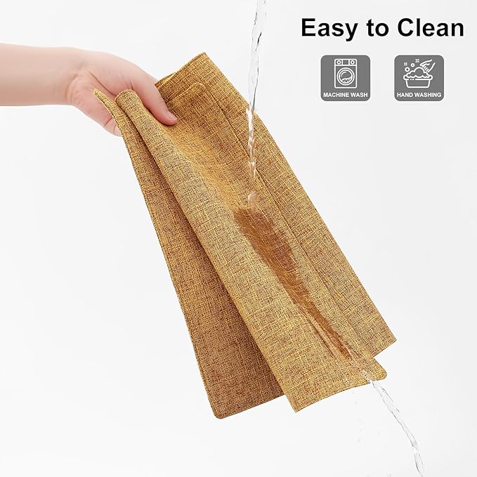 Homaxy Cloths Placemats for Dining Table Set of 4, Heat Resistant Washable Cotton Linen Blend Table Mats, Ideal for Kitchen Party Dining Decoration, 13" x 19", Amber