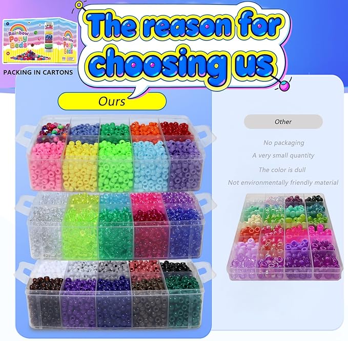 JULIMAIDONG 11000Pcs Pony Beads, Beads for Bracelets Making, Multi-Colored Hair Bead for Hair Braids, 30 Colors Kandi Friendship Bracelet Bead Jewelry Making Kits for Craft (30Color(11000PCS))