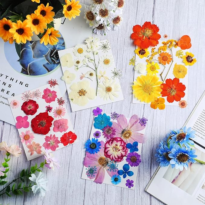 Nuanchu Dried Flower for Crafts Resin Pressed Flowers Bulk Real Dried Wildflowers Leave Natural with Tweezer for Scrapbooking Resin Mold Nail Soap Candle Cake Card Making DIY Christmas Craft Supplies