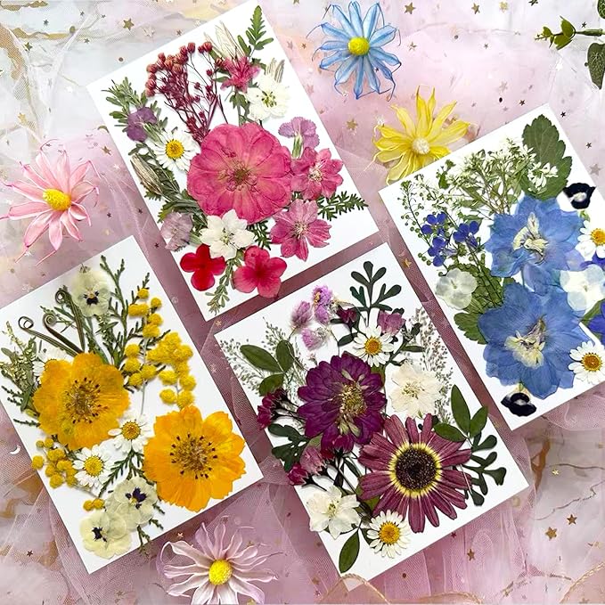 90 Pcs Dried Pressed Flowers for Resin Molds, Real Natural Bulk Dry Wildflowers Leaves Perfect for Epoxy, DIY Crafts, Nails, Soap Candles Jewelry Making, and Home Decor