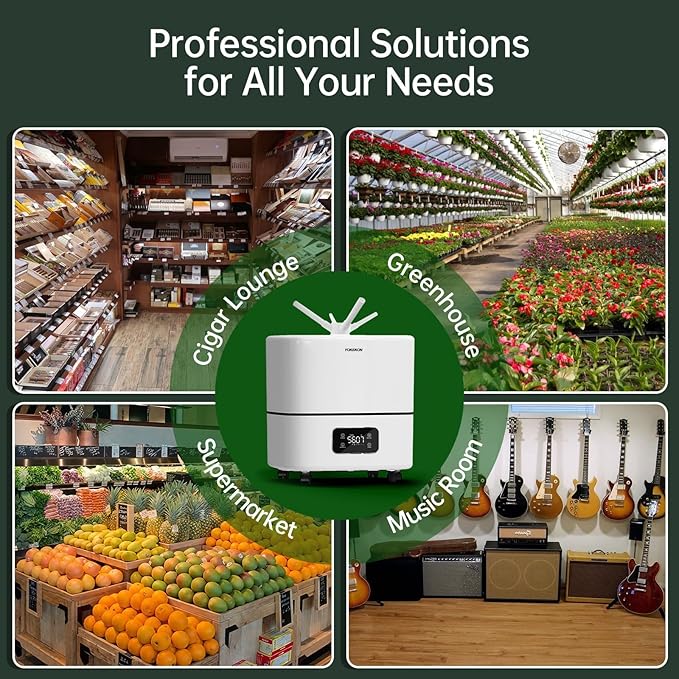 YOKEKON Humidifier Large Room 30L/7.93Gal, 5000 sq.ft Commercial Whole House Humidifier, Top-Fill Humidifiers for home with Extension Tube, Ideal for Plants, Office, Warehouse & Greenhouse