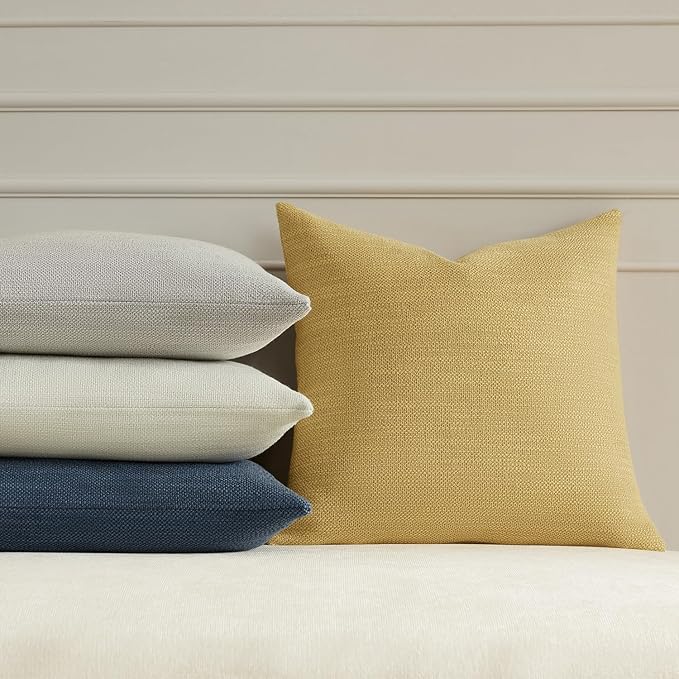 Meekio Set of 2 Linen Look Teal Pillow Covers 20x20, Decorative Throw Pillow Covers for Couch, Sofa, Bed & Living Room Decor