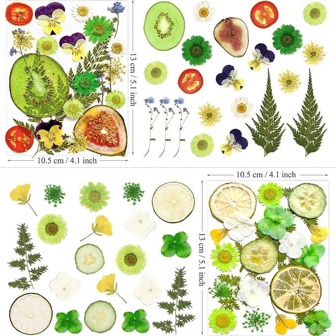 75Pcs Pressed Dried Flowers Fruits for Resin Molds, Real Natural Bulk Assorted Dry Floral Leave for DIY Art Crafts, Epoxy Jewelry, Candle, Soap Making, Nails Decors Gifts