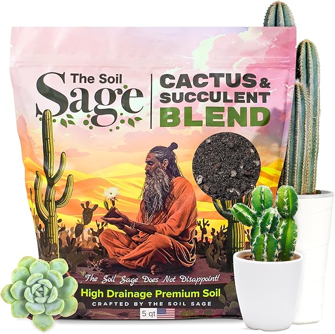 Cactus & Succulent Potting Mix - 5 Dry Quarts Premium Gritty Fast Draining Soilless Potting Mix for Cactus, Succulents, Jade, Aloe Vera - Healthy Roots - Made in USA
