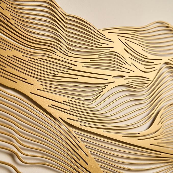 NEODECO Sand Dune Metal Wall Art - Minimalist & Desert Nature Decor, Abstract Line Art - Bedroom & Office Decor, Housewarming Gift, Large Wall Art