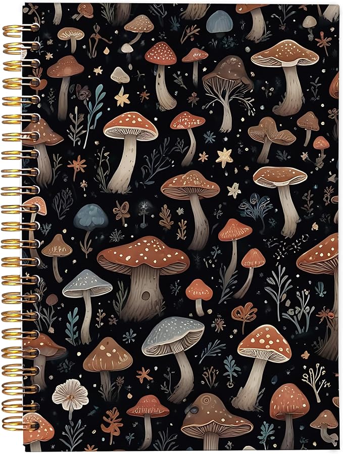 Mushroom Notebook Journal, Mushroom Gifts for Women Mushroom Lovers, Dark Academia Mushroom Notebooks for Women, Mushroom Office Supplies, Spiral Notebook 5.5x8.3inch