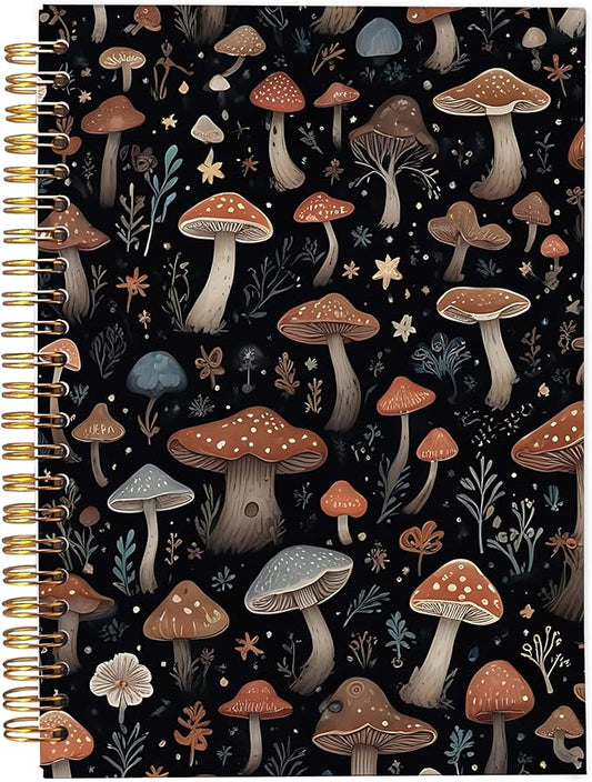 Mushroom Notebook Journal, Mushroom Gifts for Women Mushroom Lovers, Dark Academia Mushroom Notebooks for Women, Mushroom Office Supplies, Spiral Notebook 5.5x8.3inch