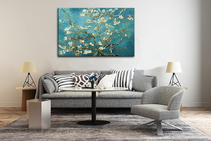 msspart Almond Blossom Tree by Vincent Van Gogh Oil Paintings Reproduction, Giclee Canvas Prints Wall Art for Bedroom Bathroom Home Decorations 32"x48"