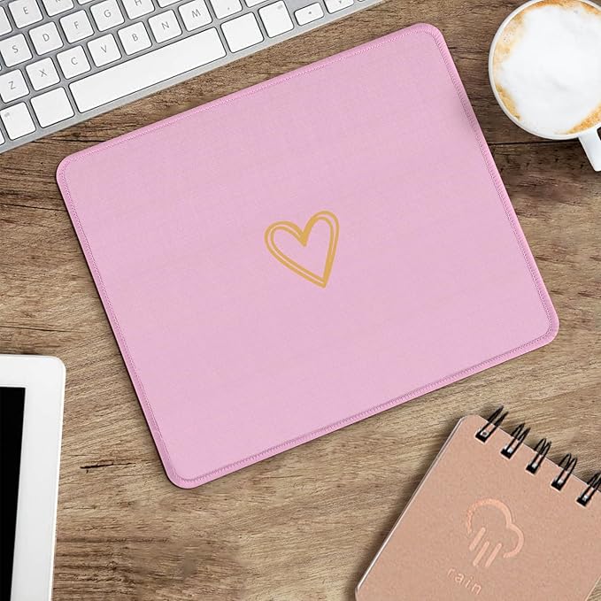 Seorsok Square Aesthetic Cute Heart Mouse Pad,Office Home Personalized Mouse Mat Design,Waterproof Funny Mousepad,Non-Slip Rubber Base Computer Mouse Pads for Wireless Mouse,Purple