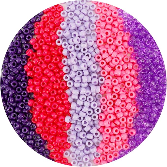 1100pcs Pony Beads,Hair Beads,Purple Bead for Bracelet,Small Bulk Christmas Bracelet Bead,Cuentas para Pulseras