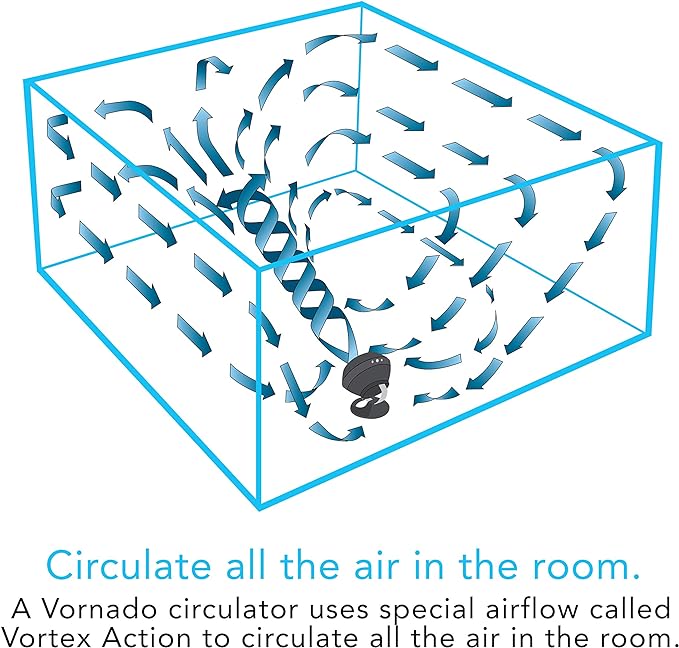 Vornado 560 Whole Room Air Circulator, Medium Floor Fan with 4 Speeds, Adjustable Tilt, Easy to Clean, Adjustable Tilt Chrome Glide Bar, Quiet Fan for Home, Office, and Bedroom, Black