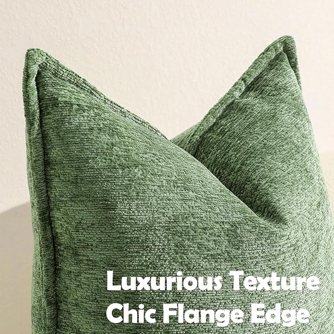 Pack of 2 Forest Green Christmas Decorative Throw Pillow Covers 16x16 Cozy Soft Chenille Accent Vintage Square Couch Pillow Covers for Home Decor Bed Sofa Living Room