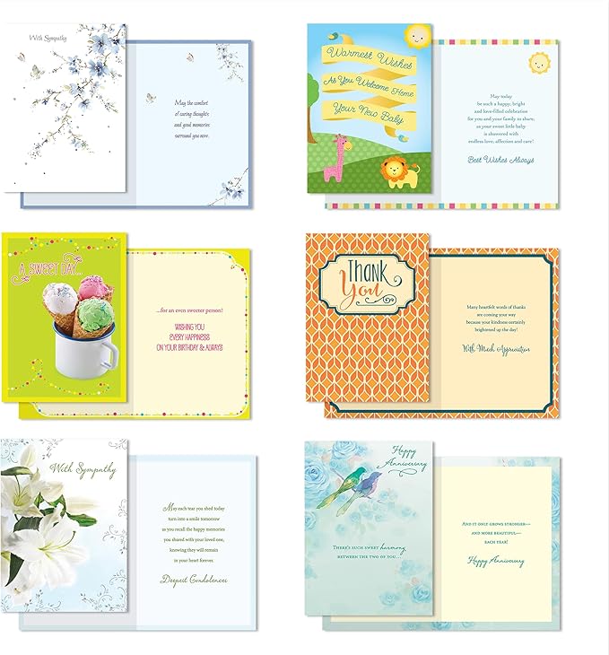 Designer Greetings All Occasion Greeting Card Assortment (24 Cards with Envelopes in a Keepsake, Floral Organizer Box) – Birthday, Thank You, New Baby, Anniversary, Sympathy, Get Well, Blank