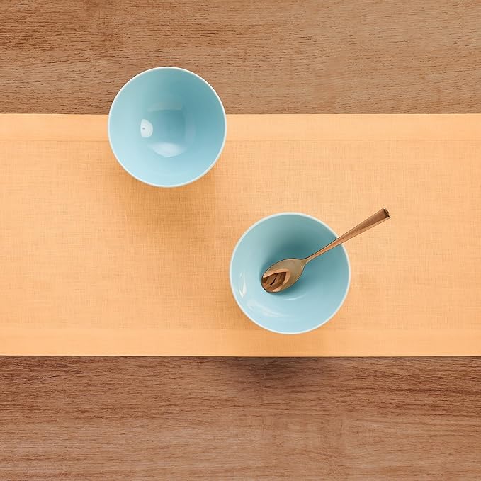 Solino Home Linen Table Runner 72 Inches Long - 100% Pure Linen Peach Table Runner 14 x 72 Inch for Valentines, Spring, Easter - Fete