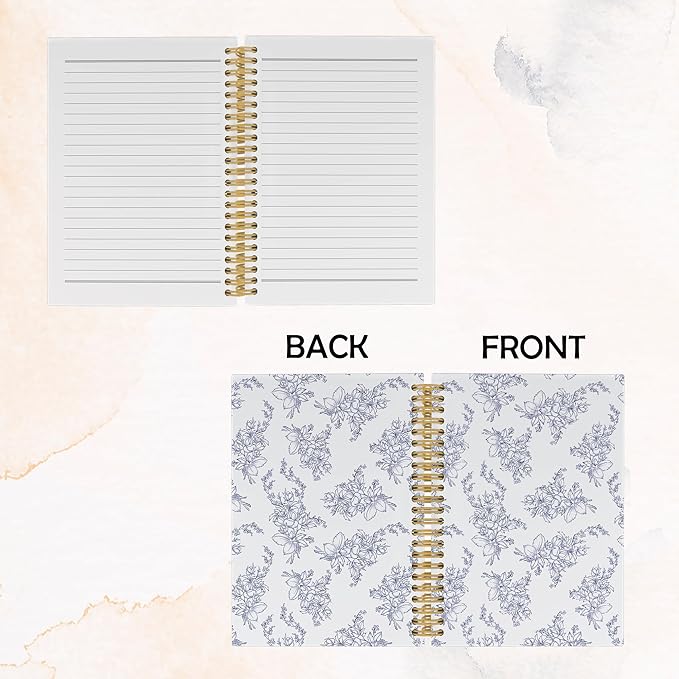 Vintage Floral Journal Notebook - Aesthetic Botanical Flower Notebooks College Ruled for Work School, Gifts for Coworkers, Office Supplies, Hardcover Spiral Notebook 5.5"x8.3"