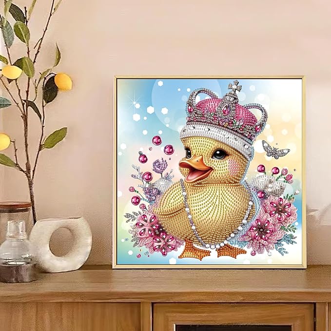 Tontut Duckling Diamond Art Painting Kits, 5D Special Shape Beginner Crystal Diamond Art Painting for Home Wall Decor Gifts 12×12 inch