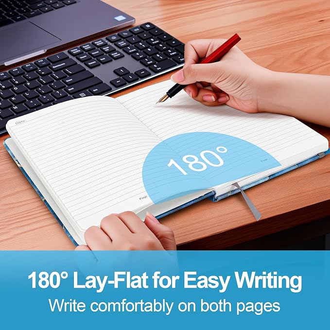 Lined Dotted Journal Notebook A5 (6x8), Dot Grid Hardcover PU Leather Writing Journal with Japanese Paper, 160 Pages, Gift for Women and Men, Work & Note Taking