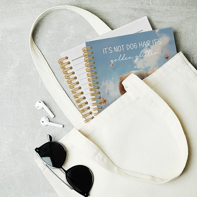 Golden Retriever Journal Notebook - Dog Wildflower Floral Notebooks College Ruled for Work School, Golden Retriever Gifts for Women, Dog Office Supplies, Hardcover Spiral Notebook 5.5"x8.3"
