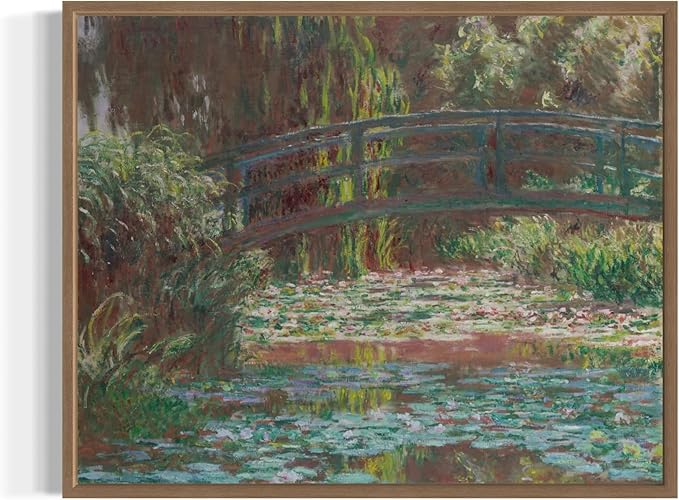 Water Lily Pond Claude Monet Wall Art Print Poster, Impressionist Painting Wall Art Wall Decor, for Bedroom and Living room Bathroom Decor 115 (Water Lily Pond, 11 x 14 inches, Wood Frame)