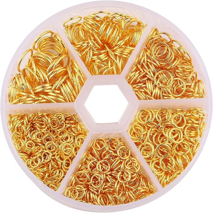 Gold Jump Rings 4mm 5mm 6mm 7mm 8mm 10mm Open Jump Rings Jewelry Making Supplies Jump Ring for DIY Bracelet Earrings Necklace Jewelry Findings Connectors O Ring