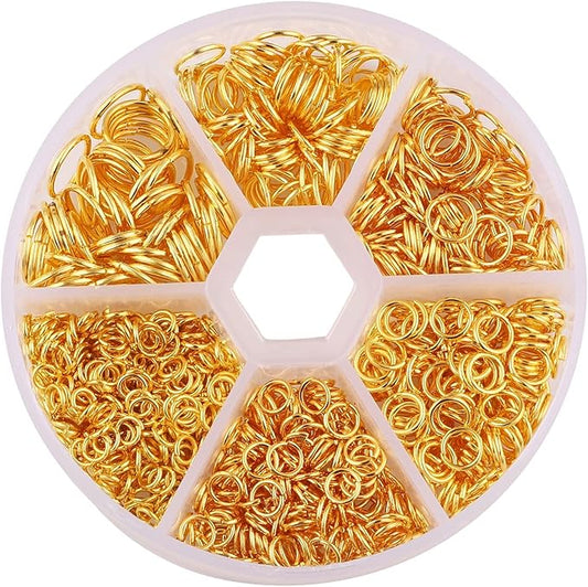 Gold Jump Rings 4mm 5mm 6mm 7mm 8mm 10mm Open Jump Rings Jewelry Making Supplies Jump Ring for DIY Bracelet Earrings Necklace Jewelry Findings Connectors O Ring