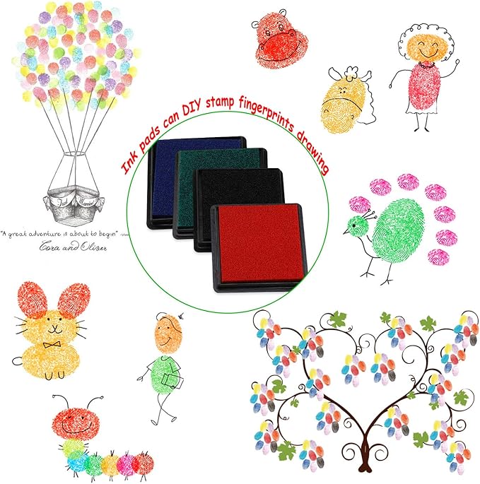 HOWAF Wooden Christmas Stamps for Kids Crafting Card Making, Stamps Pack for DIY Painting Christmas Party Bag Fillers Favor Supplies Xmas, with Ink Pad