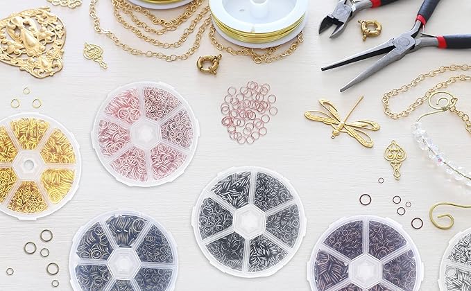 Mandala Crafts Assorted Rose Gold Color Jump Rings Jewelry Findings Metal O Rings for Jewelry Making Supplies - 1250 4mm to 10mm Small Open Jump Rings Kit for Necklace Earring