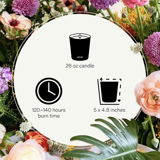 Apotheke 3-Wick Scented Candles for Home, Canvas - 26 oz Soy Wax Jar Candle Gift for Women - Long-Lasting Fragrance with Perfume-Grade Essential Oils - White Musk, Dew Drops & Lily of The Valley