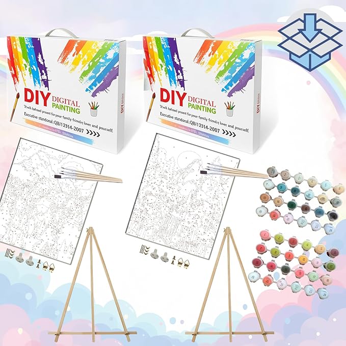 BAISITE Paint by Numbers Kit for Adults Beginners,16" Wx20 L 2 Pack Canvas for Painting Kits for Adults in Colorful Box 7172 Already Framed
