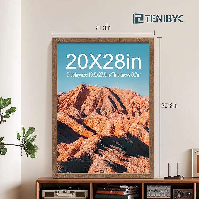 Picture Frame 4 Pack - Solid Wood Poster Photo Frame - Woodgrain Series - Room, Office, Gallery, Studio Display - Wall Hanging