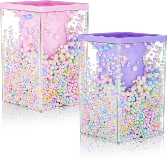 2 Pieces Cute Bubble Pen Holder Multi-purpose Desktop Organizer Back to School Gift Kawaii Office Supplies Pastel Desk Accessories Stationery Makeup Brush Holder with Bubble Ball(Pink and Purple)