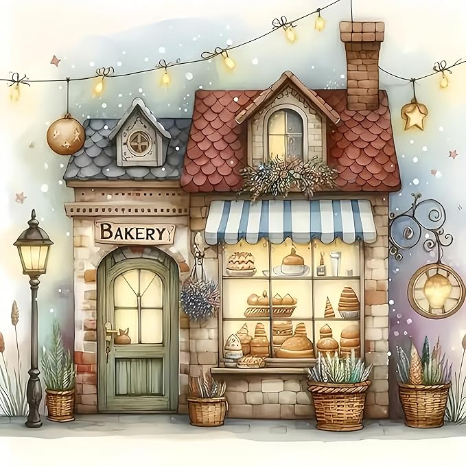 GXGLLPZBY Diamond Art Kits for Beginners,Bakery Diamond Painting Kits for Adults, 5D DIY Full Drill Paint by Diamonds Dot Gem Art Painting Kits,for Home Wall Decor 13.8X13.8inch