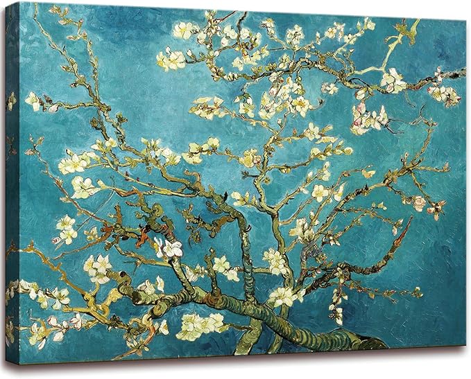 msspart Almond Blossom Tree by Vincent Van Gogh Oil Paintings Reproduction, Giclee Canvas Prints Wall Art for Bedroom Bathroom Home Decorations 12"x16"